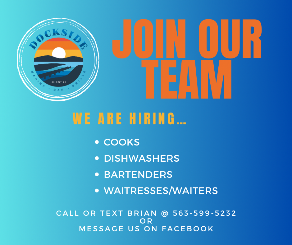 Dockside Marina • Bar • Grille | HELP WANTED | Now Hiring | Seasonal Job Opportunities